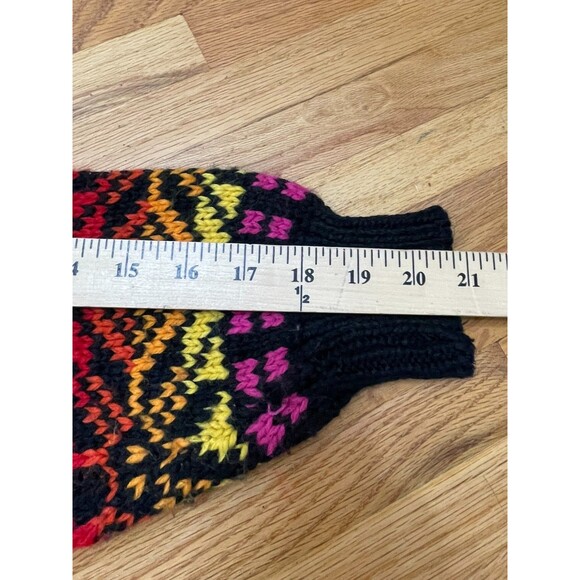 Ricki Women's L Red Sweater Vintage Turtleneck Fair Isle Rainbow Aztec Boho - Picture 7 of 9